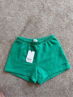 Aritzia Bright Green Terry Athletic Shorts